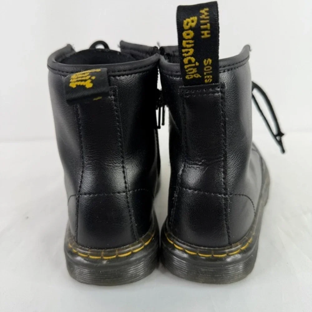 Dr.‎ Martens Zavala J Black T Lamper Leather Lace Up Zip Boots Kids Size 1